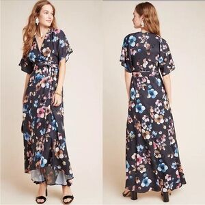 Anthropologie Hutch Monaco Floral Wrap Maxi Dress
